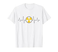 Nuclear Radiation Heartbeat EKG Pulse Line Radiation Warning Value Graphic T-Shirt, Men, White, S