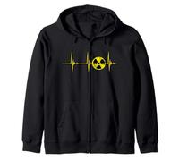 Nuclear Warning Heartbeat ECG Pulse Radioactivity Symbol Zip Hoodie