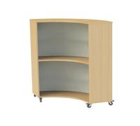 Nucleus Curve Single Sided Mobile Concave Bookcase, 90w(cm), White, Oak