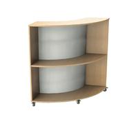 Nucleus Curve Single Sided Mobile Convex Bookcase, 90w(cm), White, Oak