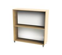 Nucleus Curve Single Sided Mobile Straight Bookcase, 2 Shelf - 60wx31dx90h (cm), White, Oak