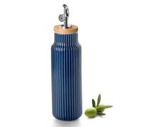 Nucookery Ceramic Olive Oil Dispenser Bottle for Kitchen, 14 oz Opaque Vinegar Dispenser Bottle, Large Capacity Cooking Oil Container for Storage Vinegar, Soy Sauce, Coffee Syrup, Blue