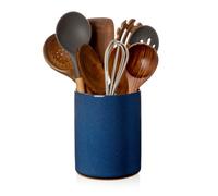 Nucookery Utensil Holder, 6.4" Ceramic Kitchen Utensil Holder for Countertop with Protection Cork Bottom, Vintage Farmhouse Kitchen Decor for Counter (Royal blue)