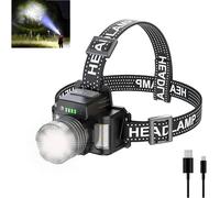 NUCWO 200000 Lumens Headlamp Rechargeable XHP70.2 Super Bright Powerful LED Headlamp,Adjust Focus 3 Modes Waterproof Headlight,Power Bank Function for Camping Biking Hiking (c)