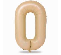 Nude 0 Balloons, 40 Inch Large Tan Foil Number Balloons Set 0-9, Self Inflating Digital 0 Helium Balloon for Boys Girls Men Women 10th 100th Age Birthday Anniversary Party Decorations Supplies