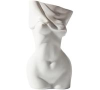Nude Ceramic Flower Vase | 7.5in x 4in - White | Modern Naked Lady Female Woman Body Shape Vase for Home Decor