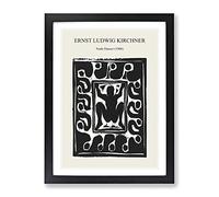 Nude Dancer By Ernst Ludwig Kirchner Exhibition Museum Painting Framed Print | A3 Black Framed Wall Art | Ready to Hang | Modern Historical Picture | Living Room Bedroom Lounge Office