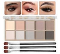 Nude Eye Makeup Palette, 10 Colors Nude Eye Makeup Palette for Nude Eyes, High Pigmentation, Natural Looking, Ultra Dazzle, Long Lasting with 3 Eyeshadow Brushes (Cement Color)