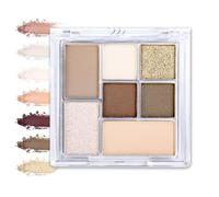 Nude Eyeshadow Palette, 7 Colour Matte Glitter Eyeshadow Brown Grey Nude Eyeshadow Earth Neutral Long Lasting Highly Pigmented Waterproof Shimmer Eye Shadow Pallets for Women