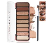 Nude Eyeshadow Palette, 9 Colors Shimmer Matte Eye Shadow Pallets with Brush for Women, Highly Pigmented Earth Tone Pigment Makeup Palette, Blendable Smooth Gold Brown Eyeshadow, Long Lasting Make-Up