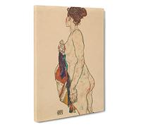 Nude Female Vol.1 By Egon Schiele Canvas Print | Gallery Wrapped 30mm Frame Wall Art | 30x20 inches | Ready to Hang | Contemporary People Picture | Living Room Bedroom Lounge Office