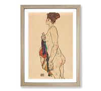 Nude Female Vol.1 by Egon Schiele Framed Print | A2 Oak Framed Wall Art | Ready to Hang | Modern Nature Picture | Living Room Bedroom Lounge Office