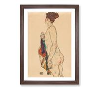 Nude Female Vol.1 by Egon Schiele Framed Print | A2 Walnut Framed Wall Art | Ready to Hang | Modern Nature Picture | Living Room Bedroom Lounge Office