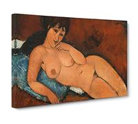 Nude Female Vol.3 By Amedeo Modigliani Canvas Print | Gallery Wrapped 30mm Frame Wall Art | 24x16 inches | Ready to Hang | Classic People Picture | Living Room Bedroom Lounge Office