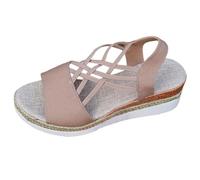 Nude Foot Women's Summer Sandals Vintage Shoes Non-Slip Orthopedic Washable Sandals Plastic Beach Closed Bohemian Large Size Wedge Shoes, khaki, 9.5 UK
