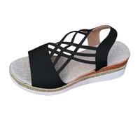 Nude Foot Women's Summer Sandals Vintage Shoes Non-Slip Orthopedic Washable Sandals Plastic Beach Closed Bohemian Large Size Wedge Shoes, Black, 9.5 UK
