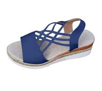 Nude Foot Women's Summer Sandals Vintage Shoes Non-Slip Orthopedic Washable Sandals Plastic Beach Closed Bohemian Large Size Wedge Shoes, Blue, 9.5 UK