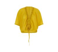 Nude gathered V-neck blouse - Yellow 40-44