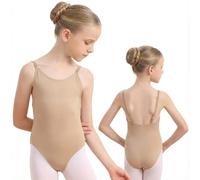 Nude Leotard for Women & Girls, Nudes Camisole Leotard for Ballet Dance Gymnastics with Adjustable Strap & Clear Strap, Dancewear Dance Undergarment for Girl Adult (Girls, Nude, 5-10 Years)