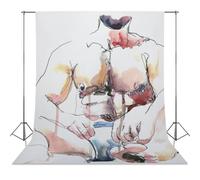 Nude Male Art Abstract Ink And Watercolor Erotic Print Modern Wall Decor Unique Gifts for Him Contemporary Masculine Style-1 Photography Cloth56x98inch(142x250cm)