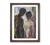 Nude Man And Woman By Edvard Munch Classic Painting Framed Wall Art Print, Ready to Hang Picture for Living Room Bedroom Home Office Décor, Walnut A3 (34 x 46 cm)