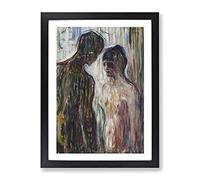 Nude Man And Woman By Edvard Munch Classic Painting Framed Wall Art Print, Ready to Hang Picture for Living Room Bedroom Home Office Décor, Black A3 (34 x 46 cm)