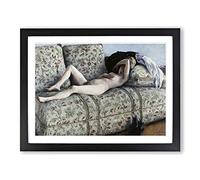 Nude On A Couch By Gustave Caillebotte Classic Painting Framed Print | A3 Black Framed Wall Art | Ready to Hang | Classic Historical Picture | Living Room Bedroom Lounge Office
