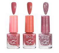 Nude Pink Nail Polish Set, Quick Dry Nail Polish, 3 PCS Pink Glitter No Need Cure Nail Polish set, Glossy Long Lasting Chip-resistent Nail Varnishes, DIY Nail Art at Home, Gift for Girls & Women