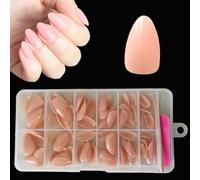 Nude Pink Short Almond Gel Nail Tips - 120Pcs Soft Gel Press On Nails, Nude False Nails, Pre-applied Tip Primer Natural Full Cover Fake Nails for Nail Extensions