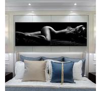 Nude Portrait Art Poster Print on Canvas Painting Sexy Sleeping Black and White Women Wall Art Picture for Bedroom Decor 50x150cm(20x59in) Frameless