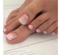 Nude press-on toenails full coverage solid color false toenails short square false nails suitable for summer women's foot decoration(YA-7,L)