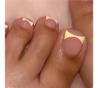 Nude press-on toenails full coverage solid color false toenails short square false nails suitable for summer women's foot decoration(YA-28,M)