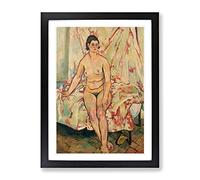 Nude Sitting On The Bed By Suzanne Valadon Classic Painting Framed Wall Art Print, Ready to Hang Picture for Living Room Bedroom Home Office Décor, Black A3 (34 x 46 cm)
