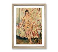 Nude Sitting On The Bed By Suzanne Valadon Classic Painting Framed Wall Art Print, Ready to Hang Picture for Living Room Bedroom Home Office Décor, Oak A2 (64 x 46 cm)
