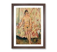 Nude Sitting On The Bed By Suzanne Valadon Classic Painting Framed Wall Art Print, Ready to Hang Picture for Living Room Bedroom Home Office Décor, Walnut A4 (34 x 25 cm)