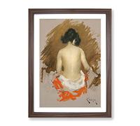 Nude Study By William Merritt Chase Classic Painting Framed Print | A2 Walnut Framed Wall Art | Ready to Hang | Classic Historical Picture | Living Room Bedroom Lounge Office