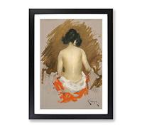 Nude Study By William Merritt Chase Classic Painting Framed Print | A3 Black Framed Wall Art | Ready to Hang | Classic Historical Picture | Living Room Bedroom Lounge Office