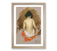 Nude Study by William Merritt Chase Framed Print | A2 Oak Framed Wall Art | Ready to Hang | Modern Nature Picture | Living Room Bedroom Lounge Office