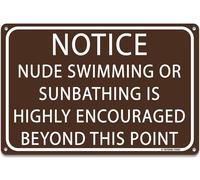 Nude Swimming Or Sunbathing 12" x 8" Funny Pool Sign Home Pool Beach House Decor
