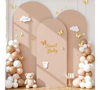 Nude Wedding Arch Cover (7.2FT, 6.6FT, 6FT) Set of 3 Arch Covers Stretchy Backdrop Spandex Fitted Chiara Backdrop Stands Cover for Birthday Party Baby Shower Wedding Arch Stand Decoration