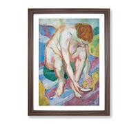 Nude With A Cat By Franz Marc Classic Painting Framed Print | A3 Walnut Framed Wall Art | Ready to Hang | Classic Animal Picture | Living Room Bedroom Lounge Office