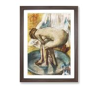 Nude Woman Bathing By Edgar Degas Classic Painting Framed Print | A4 Walnut Framed Wall Art | Ready to Hang | Classic Historical Picture | Living Room Bedroom Lounge Office