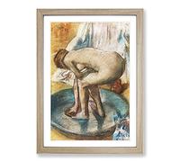 Nude Woman Bathing by Edgar Degas Framed Print | A2 Oak Framed Wall Art | Ready to Hang | Modern Nature Picture | Living Room Bedroom Lounge Office