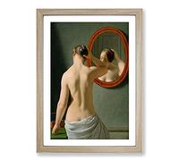 Nude Woman Before The Mirror by Christoffer Wilhelm Eckersberg Framed Print | A2 Oak Framed Wall Art | Ready to Hang | Modern Nature Picture | Living Room Bedroom Lounge Office