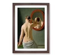 Nude Woman Before The Mirror by Christoffer Wilhelm Eckersberg Framed Print | A2 Walnut Framed Wall Art | Ready to Hang | Modern Nature Picture | Living Room Bedroom Lounge Office
