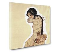 Nude Woman by Egon Schiele Canvas Print | Gallery Wrapped 30mm Frame Wall Art | 14x14 inches | Ready to Hang | Modern People Picture | Living Room Bedroom Lounge Office