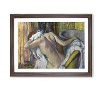 Nude Woman Drying Herself By Edgar Degas Classic Painting Framed Print | A3 Walnut Framed Wall Art | Ready to Hang | Classic Historical Picture | Living Room Bedroom Lounge Office