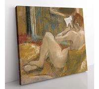 Nude Woman Reading by Edgar Degas Classic Painting Canvas Wall Art Print Ready to Hang, Framed Picture for Living Room Bedroom Home Office Décor, 50x50 cm (20x20 Inch)