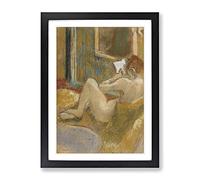 Nude Woman Reading By Edgar Degas Classic Painting Framed Wall Art Print, Ready to Hang Picture for Living Room Bedroom Home Office Décor, Black A2 (64 x 46 cm)