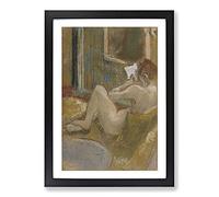 Nude Woman Reading by Edgar Degas Framed Print | A2 Black Framed Wall Art | Ready to Hang | Modern Nature Picture | Living Room Bedroom Lounge Office